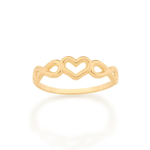 ANEL AMOR ETERNO BANHADO A OURO 18K TAM 12 512865