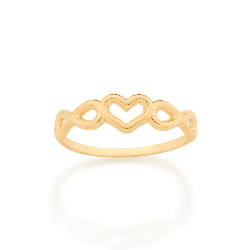 ANEL AMOR ETERNO BANHADO A OURO 18K TAM 12 512865