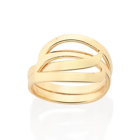 Anel Aro Duplo Entrelaçado Folheado a Ouro 18k 513450