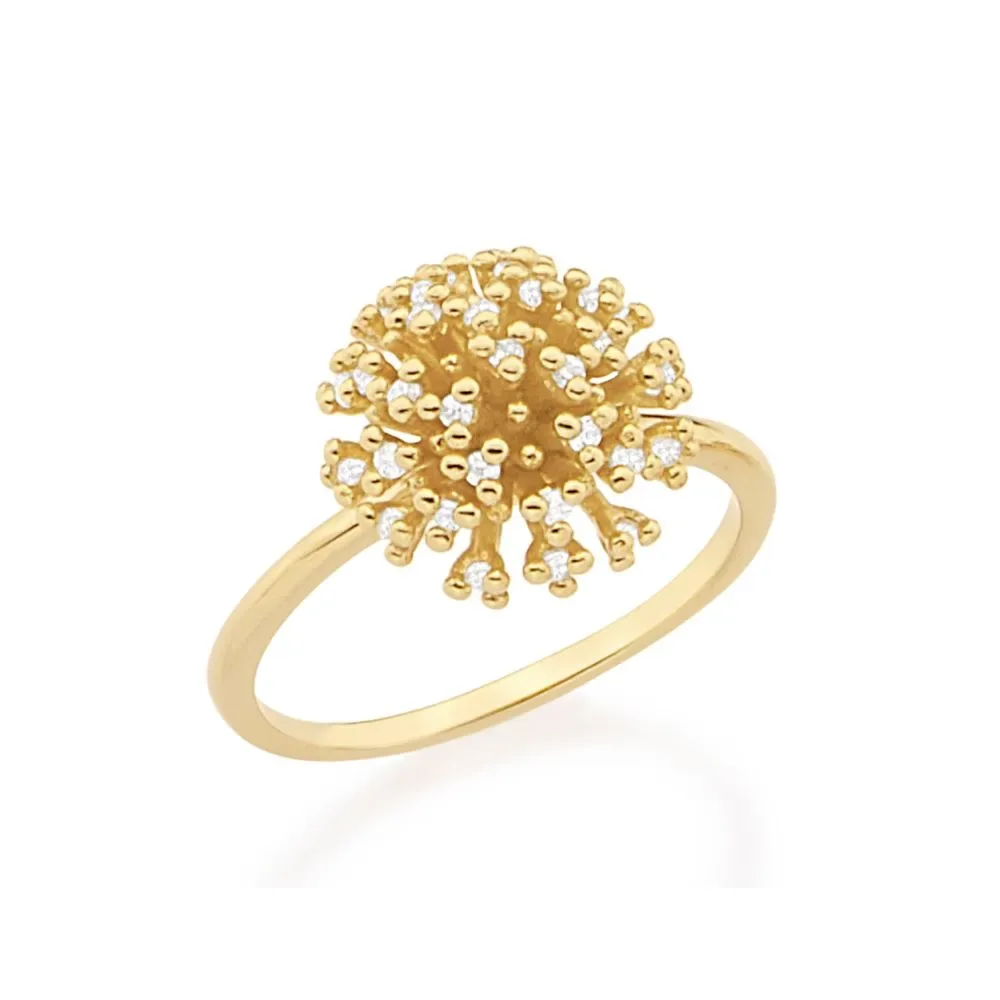 ANEL BANHADO A OURO 18K COM ZIRCÔNIAS TAM 18