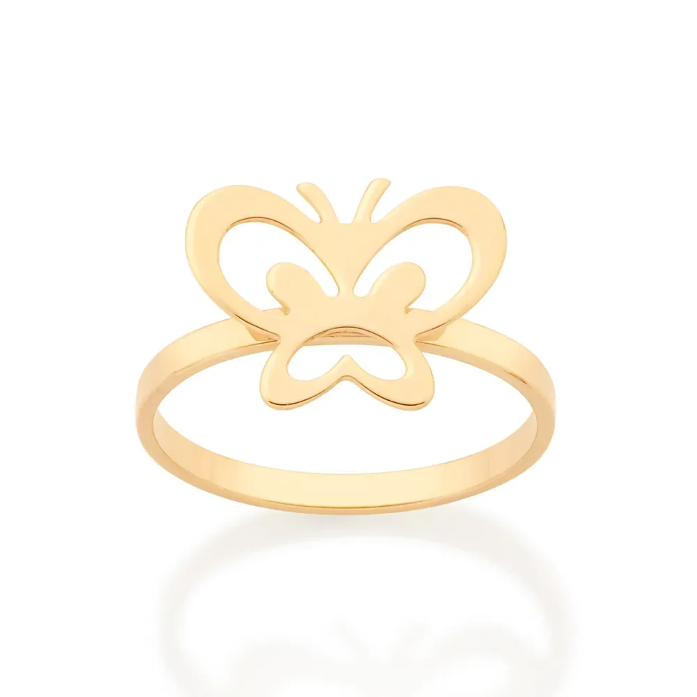 ANEL BORBOLETA BANHADO A OURO 18K TAM 14 513244