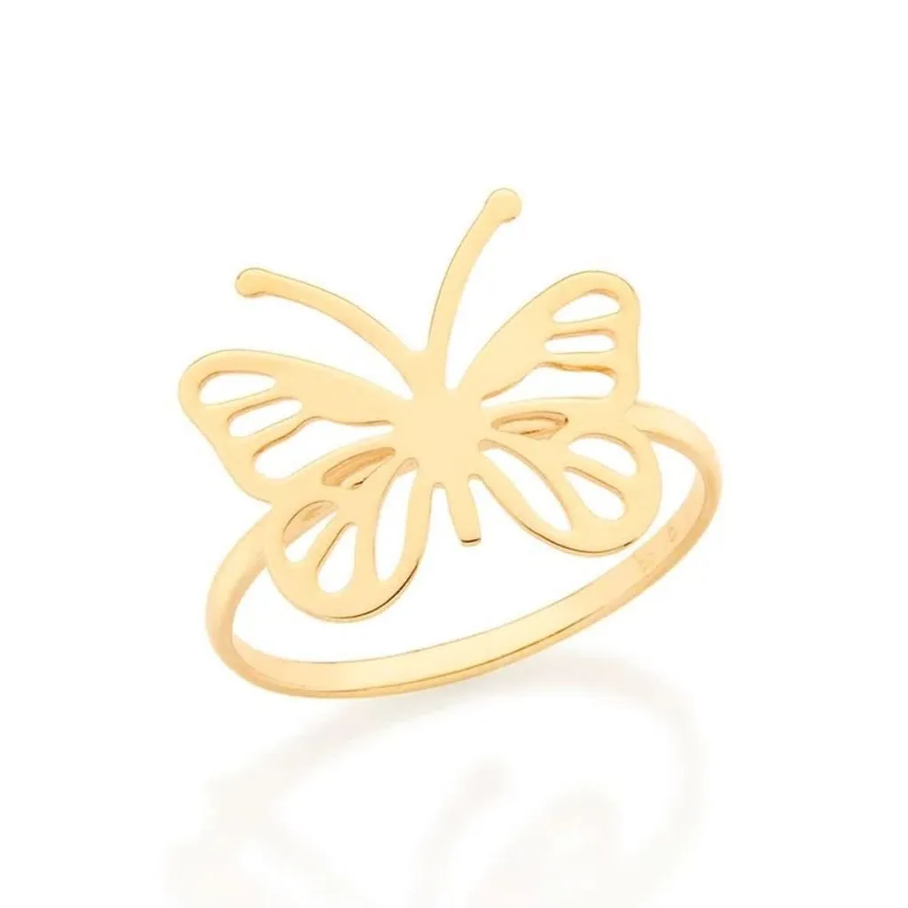 Anel Borboleta Rommanel Folheado a Ouro 18k Tam 18 - 513051