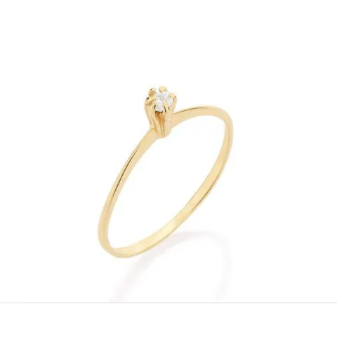 Anel Folheado Rommanel Estilo Solitário Com Zircônia Redonda - 512180 Tam 16
