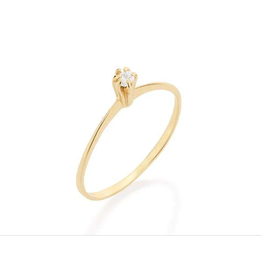 Anel Folheado Rommanel Estilo Solitário Com Zircônia Redonda - 512180 Tam 16