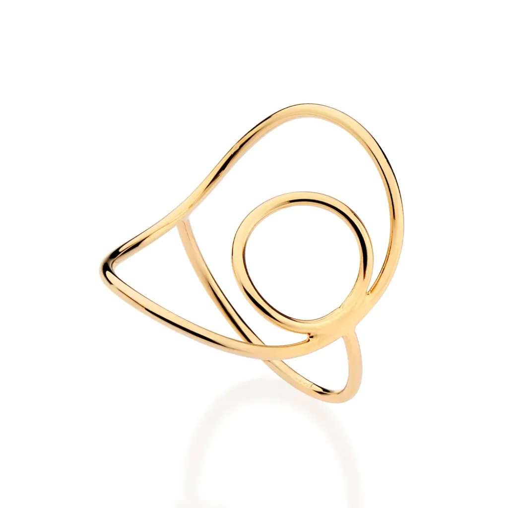 Anel Oval Banhado A Ouro 18k - 513460