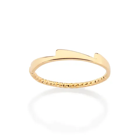 ANEL SKINNY ARO TORCIDO E DETALHE ASSIMÉTRICO BANHADO A ORO 18K 513537