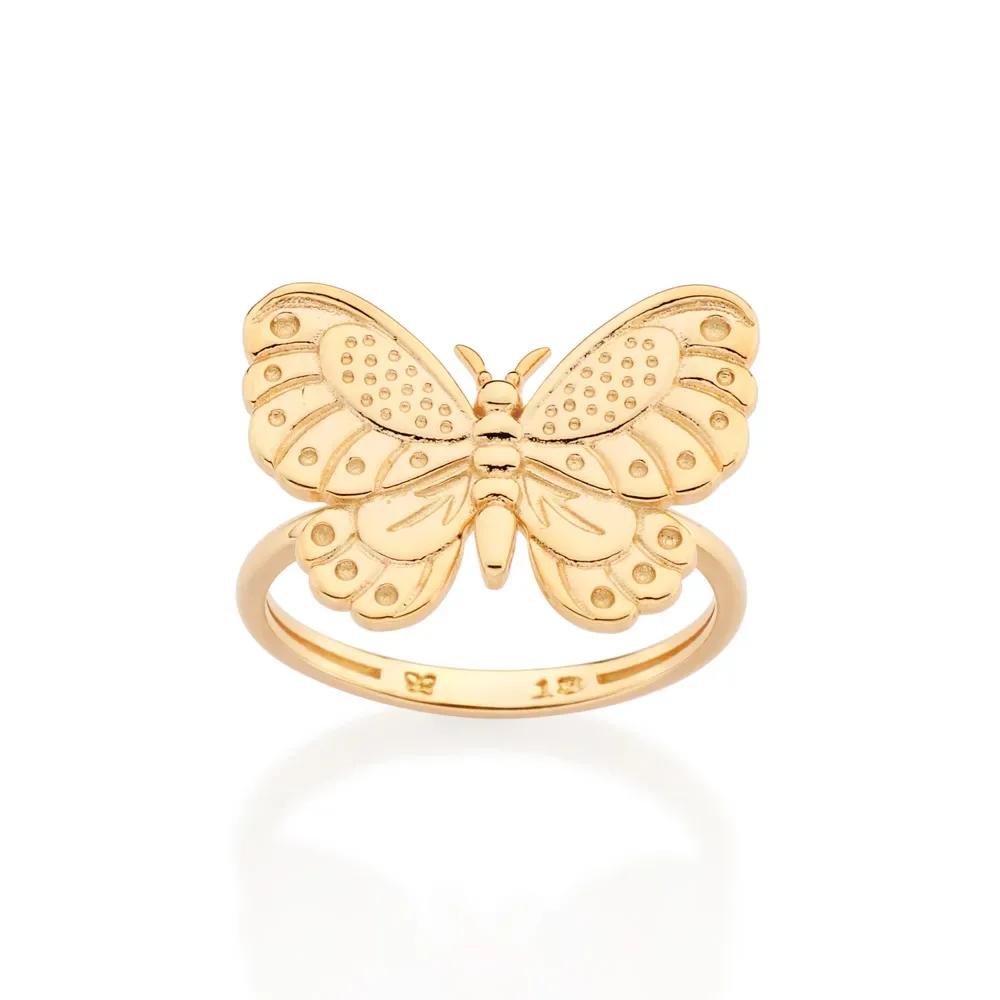 ANEL SKINNY BORBOLETA BANHADO A OURO 18K 513482