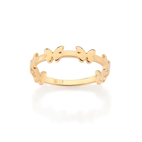 ANEL SKINNY BORBOLETAS BANHADO A OURO 18K 513484
