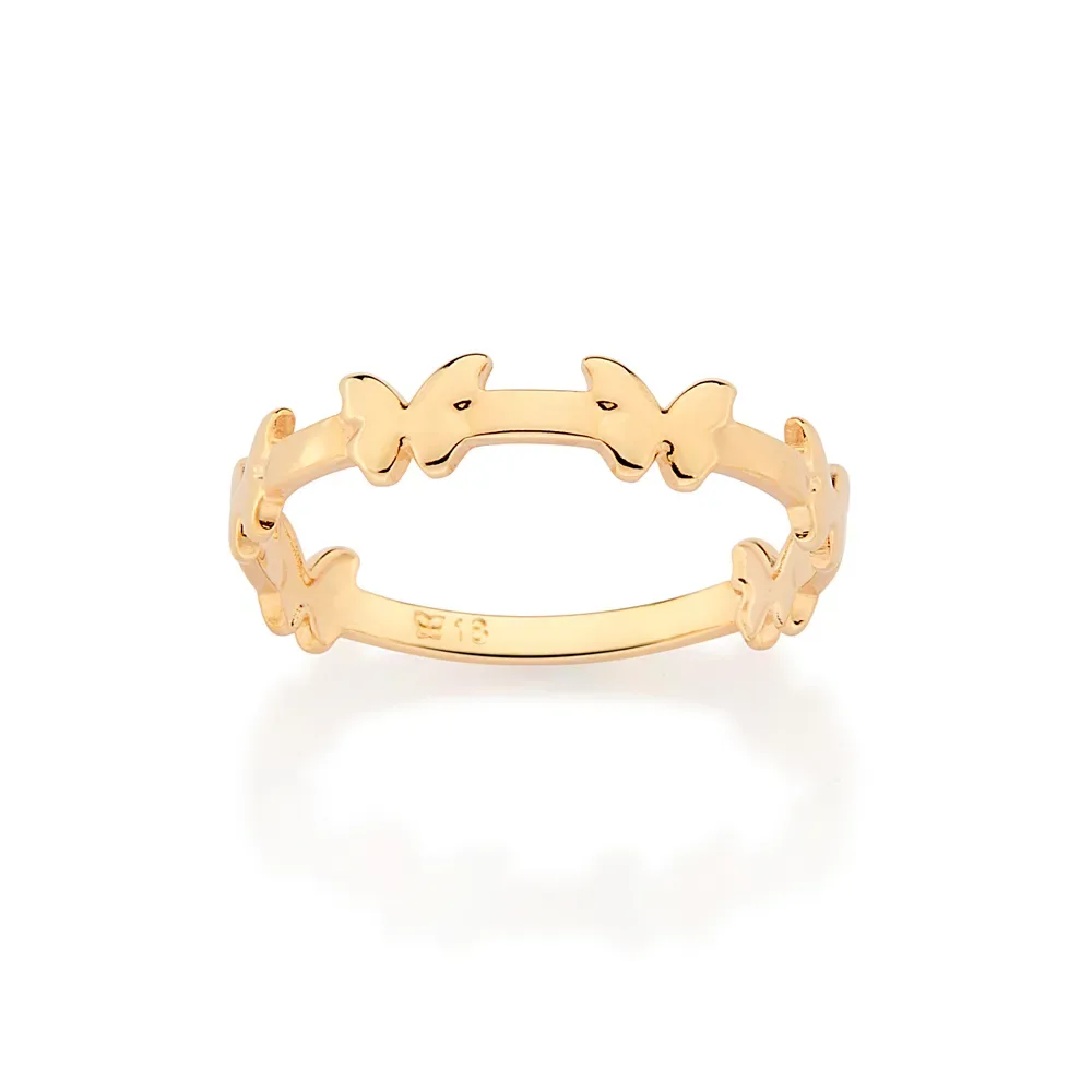 ANEL SKINNY BORBOLETAS BANHADO A OURO 18K 513484