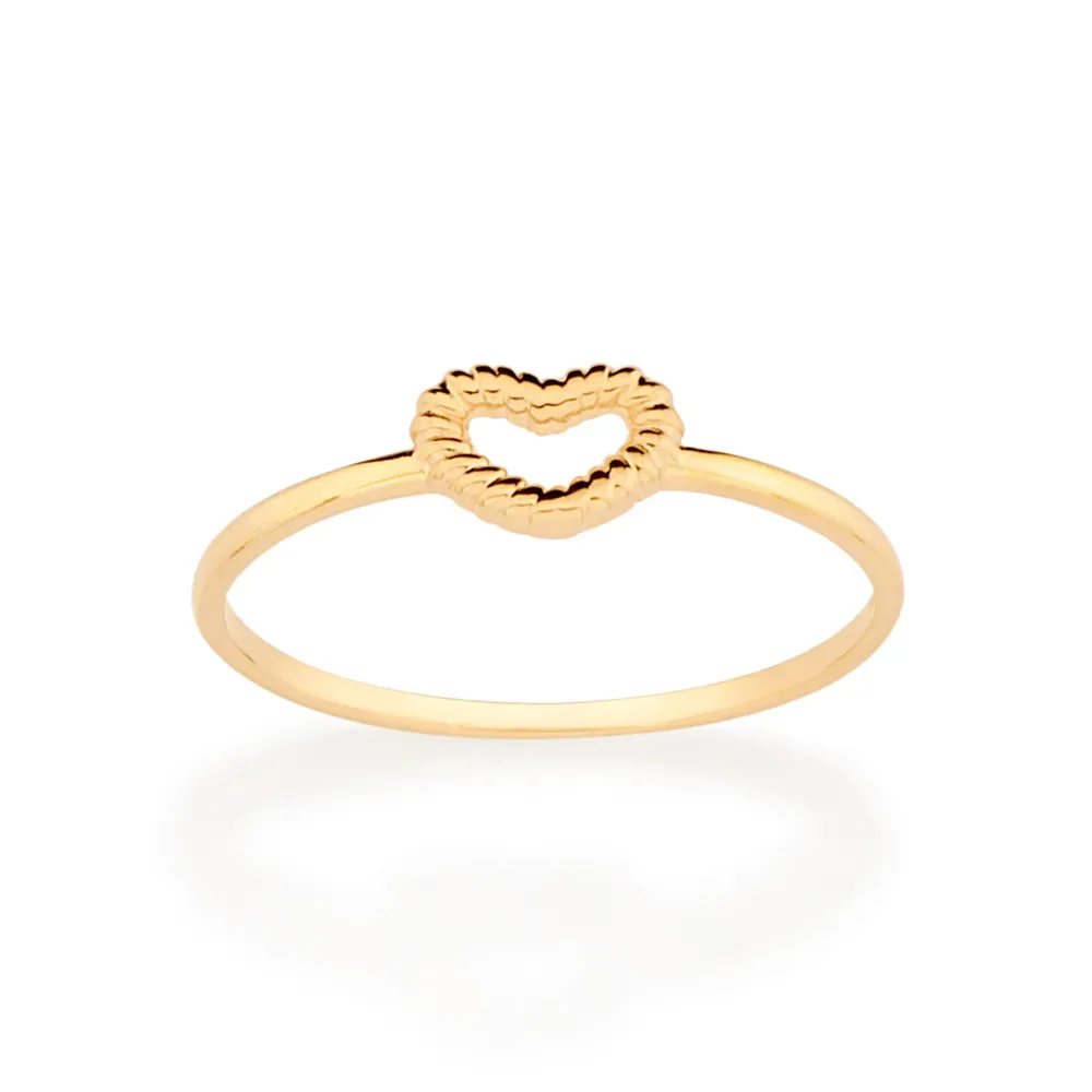 ANEL SKINNY CORAÇÃO BANHADO A OURO 18K TAM 14 513065