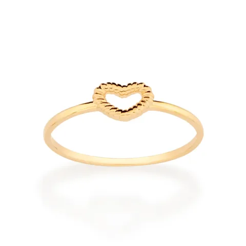 ANEL SKINNY CORAÇÃO BANHADO A OURO 18K TAM 18 513065