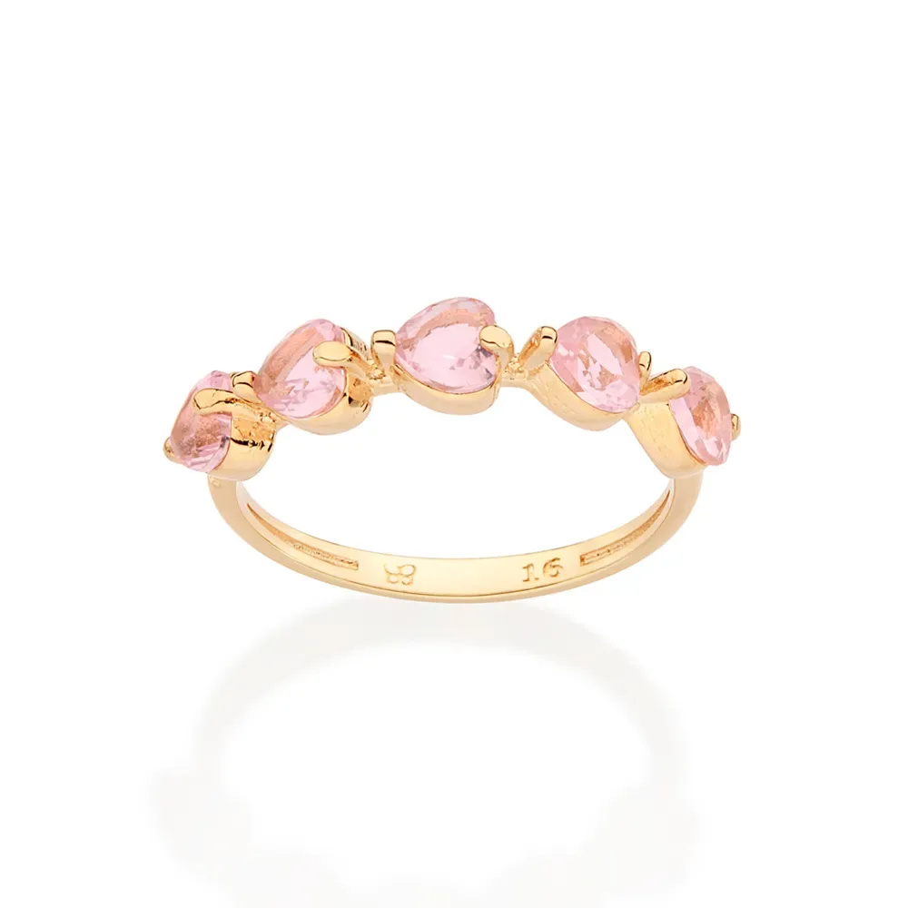 ANEL SKINNY CORAÇÕES BANHADO A OURO 18K 513519