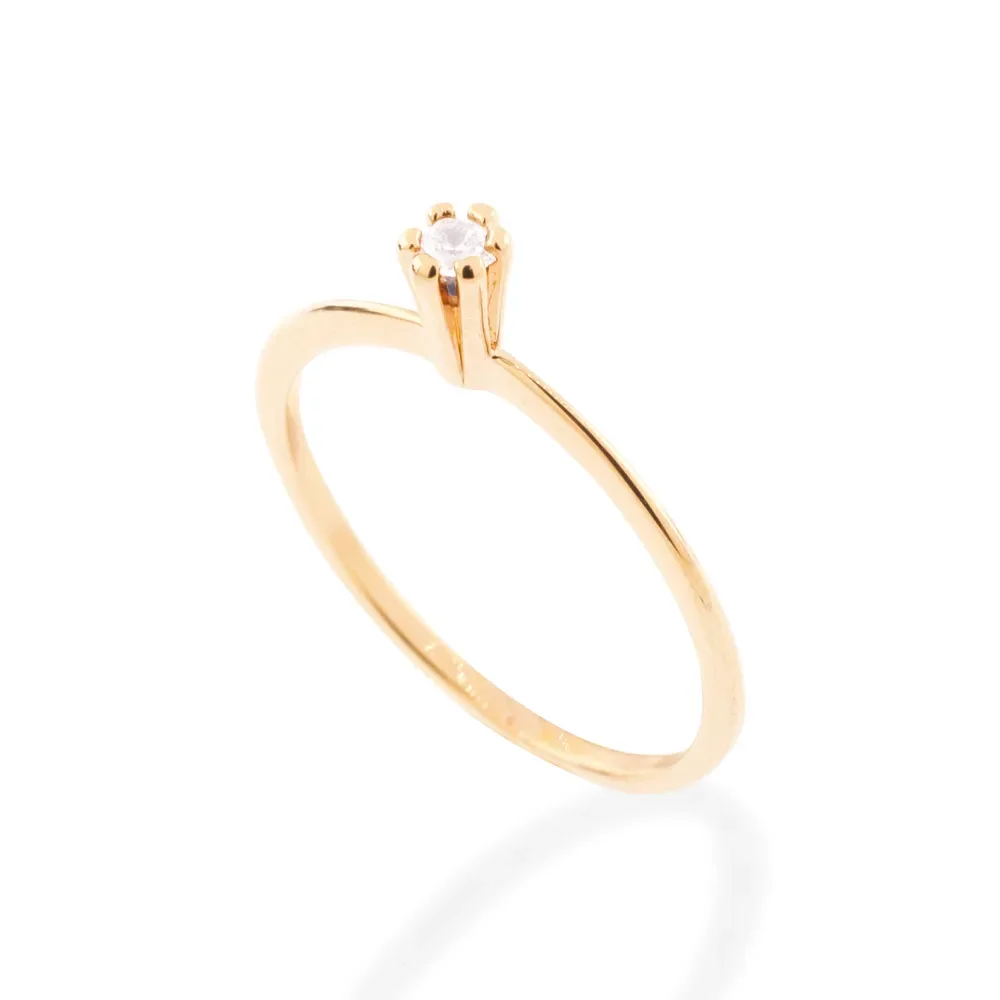ANEL SOLITÁRIO BANHADO A OURO 18K COM ZIRCÔNIA TAM 12 512180