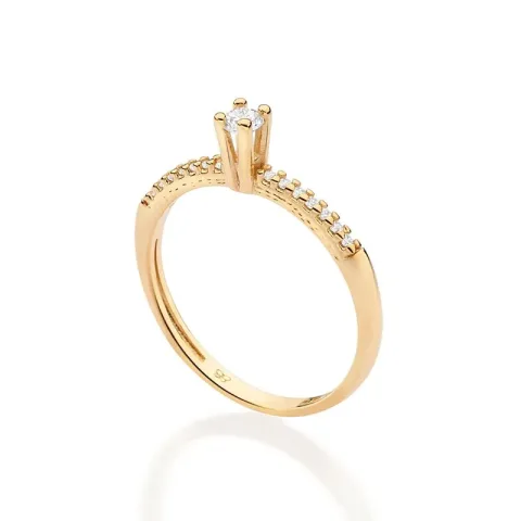 ANEL SOLITÁRIO BANHADO A OURO 18K COM ZIRCÔNIAS 513568