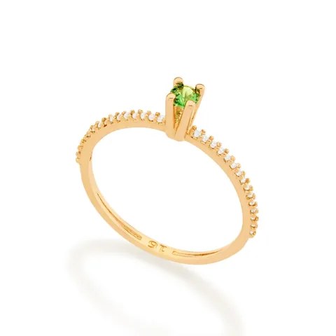 ANEL SOLITÁRIO BANHADO A OURO 18K COM ZIRCÔNIAS TAM 14 512902