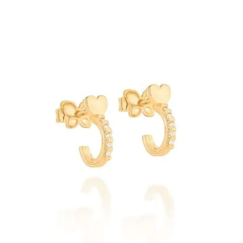 Argola Rommanel Com Coração e Zirconias Banhado a Ouro 18k  526446