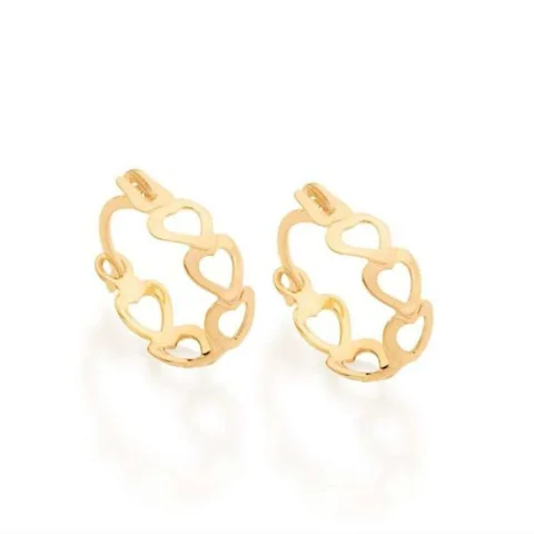 Argola Rommanel Com Corações Banhado a Ouro 18k  523351