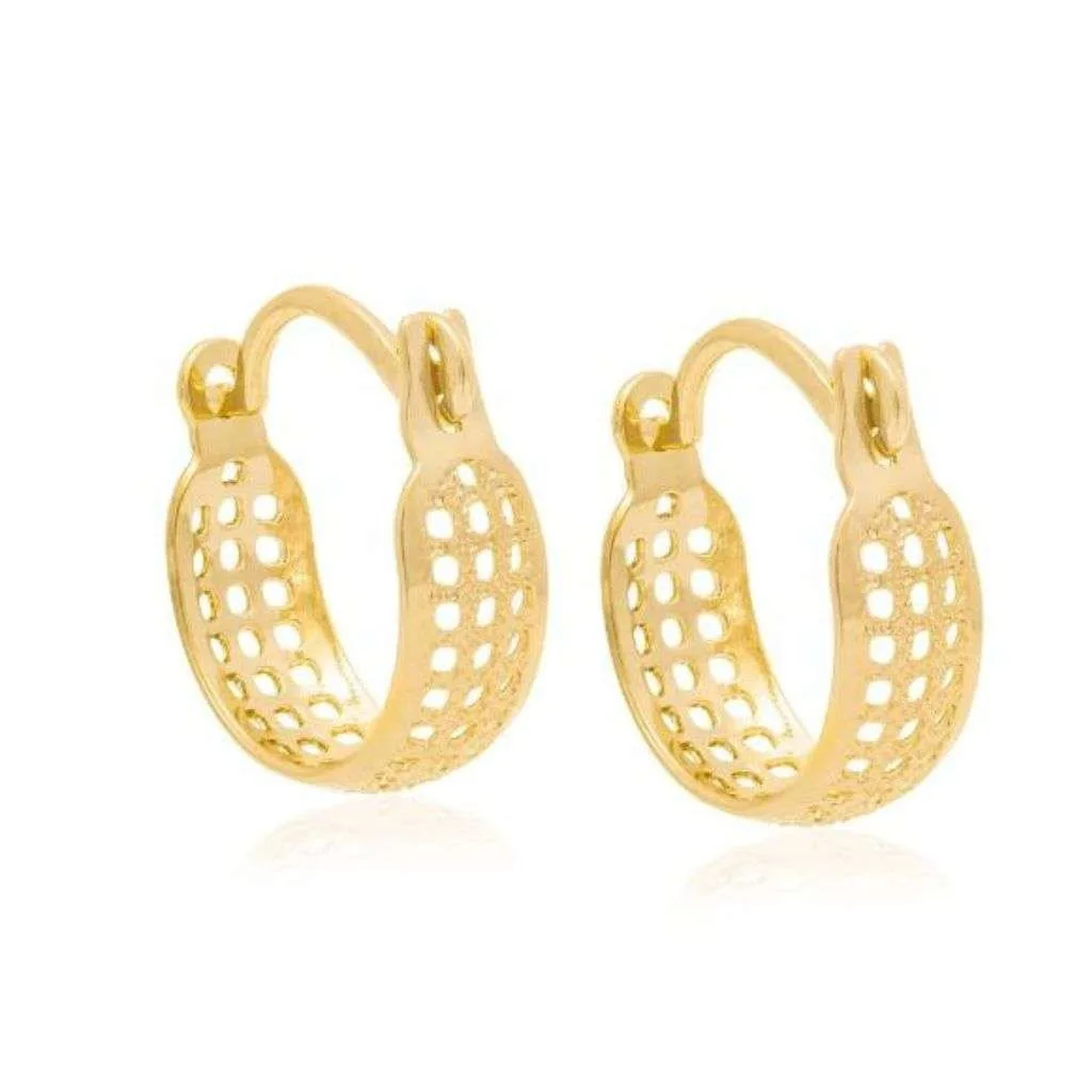 Argola Rommanel Com furinhos Banhado a Ouro 18k  523179