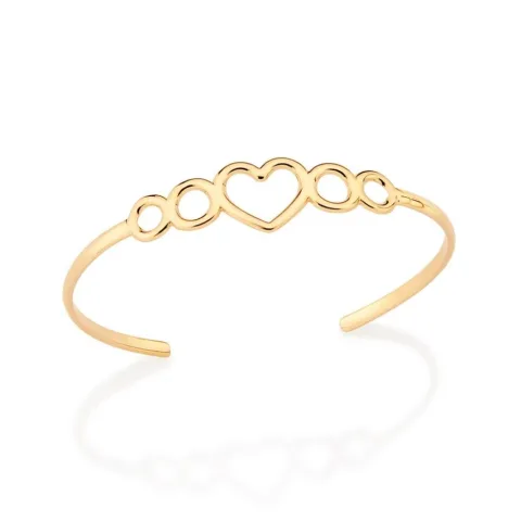 Bracelete Coração Folheado A Ouro - tam.65 552049