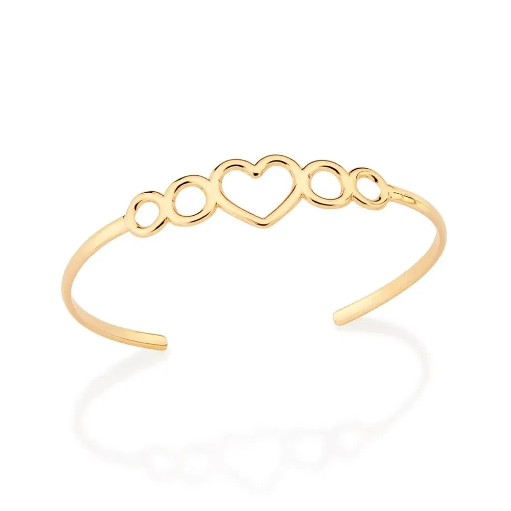 Bracelete Coração Folheado A Ouro - tam.65 552049