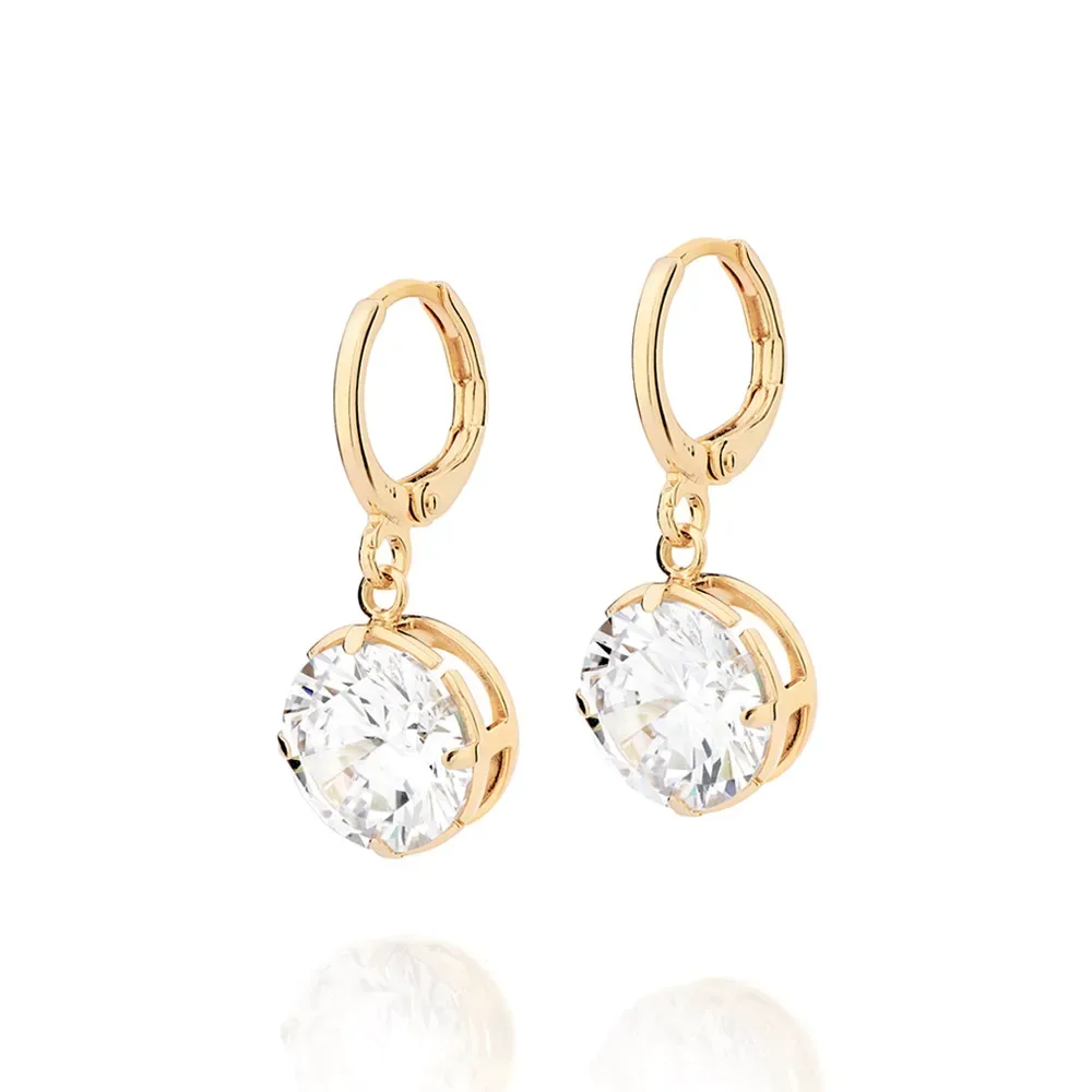 BRINCO ARGOLA BANHADO A OURO 18K COM ZIRCÔNIAS - TAM.ÚNICO 527411
