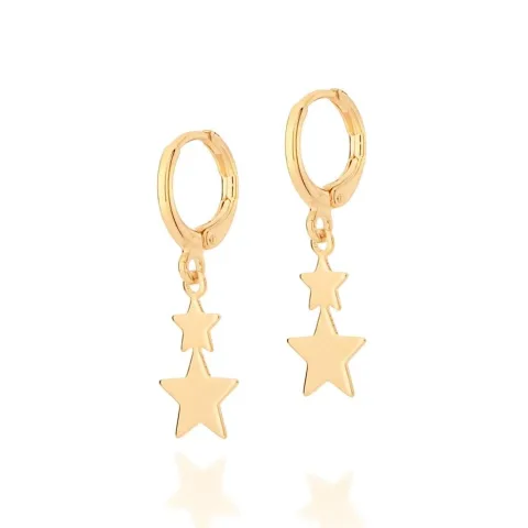 Brinco Argola Com Estrelas Folheado a Ouro - tam.único 526730