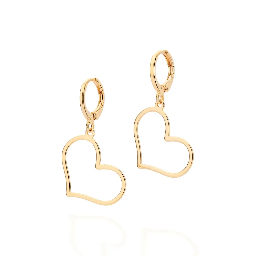Brinco argola coração banhado a ouro 18k - 527286