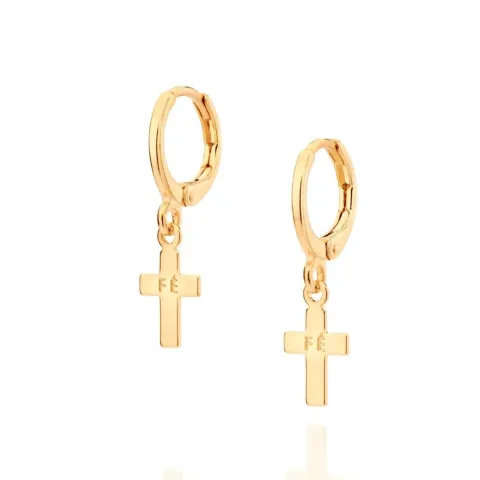 Brinco Argola de Cruz Rommanel Folheado A Ouro 18k 527044