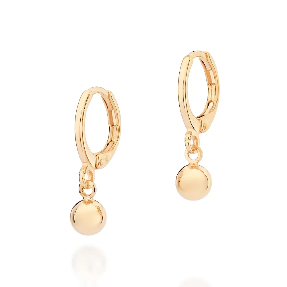 Brinco Argola Folheado a Ouro 18k Com Esferas - 527257