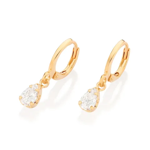 Brinco Argola Folheado a Ouro 18k Com Zircônias - 527237