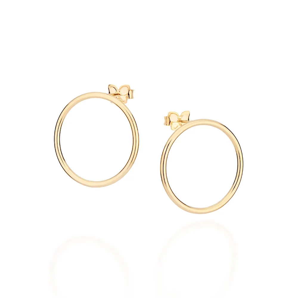 Brinco Argola Frontal Folheado ao Ouro 18k - 527243