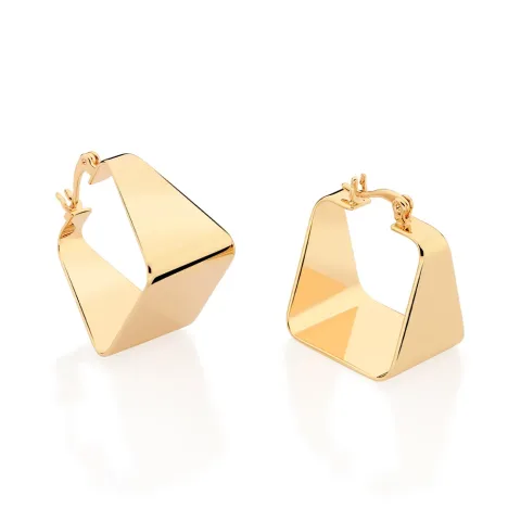 BRINCO ARGOLA QUADRADO BANHADO A OURO 18K - TAM.ÚNICO 527274