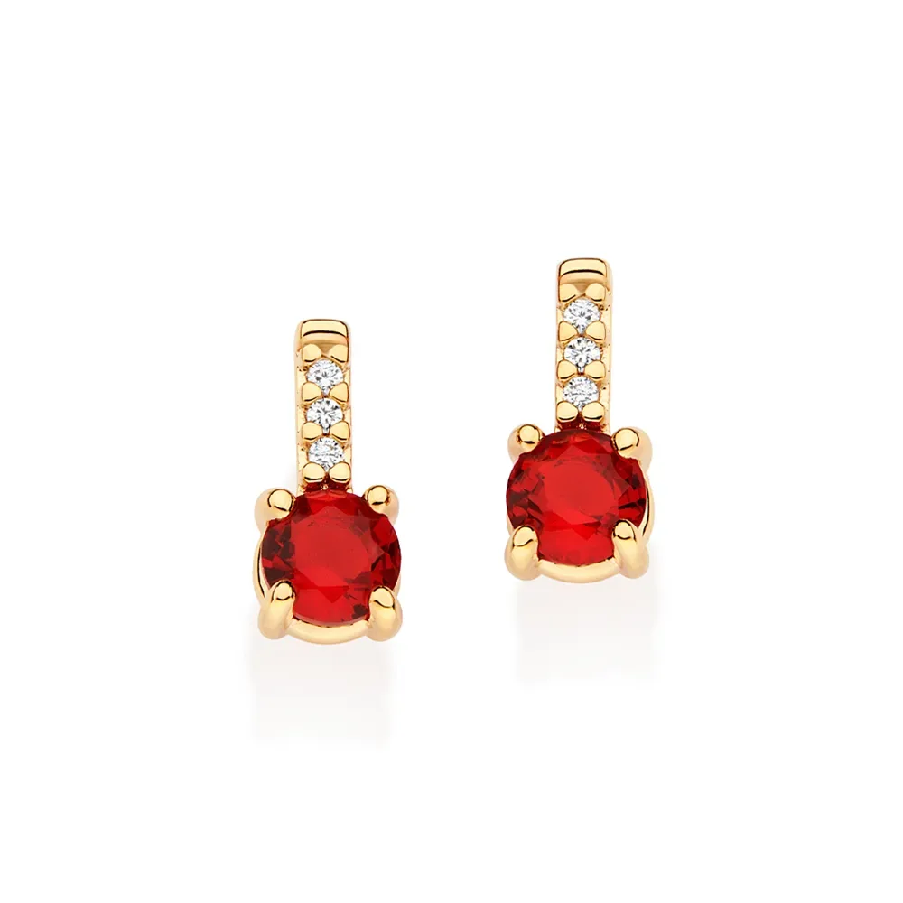 Brinco banhado a ouro 18k com cristais e zircônias -  527324