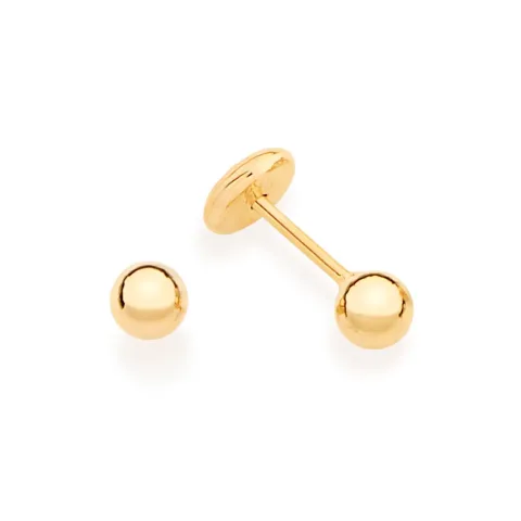 BRINCO BOLA INFANTIL BANHADO A OURO 18K LISO - TAM.ÚNICO 520797