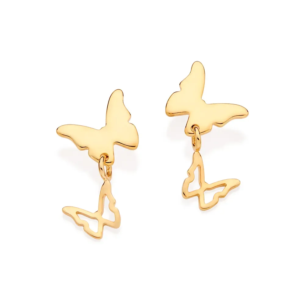 BRINCO BORBOLETA BANHADO A OURO 18K - TAM.ÚNICO 527183