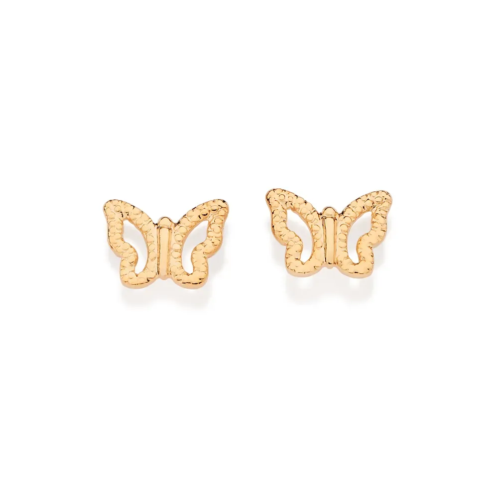 BRINCO BORBOLETA ESTILIZADO BANHADO A OURO 18K - TAM.ÚNICO 527337