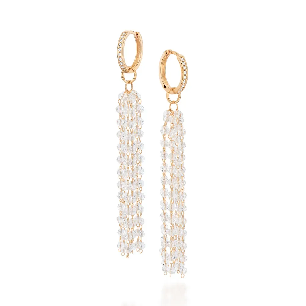 Brinco Cascata Folheado a Ouro 18k Com Cristais e Zircônias - 527223