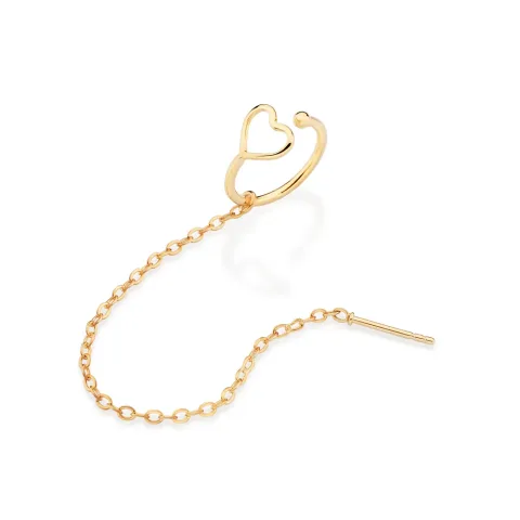 Brinco com piercing de pressão coração folheado a ouro 18k - tam.único 5272550000