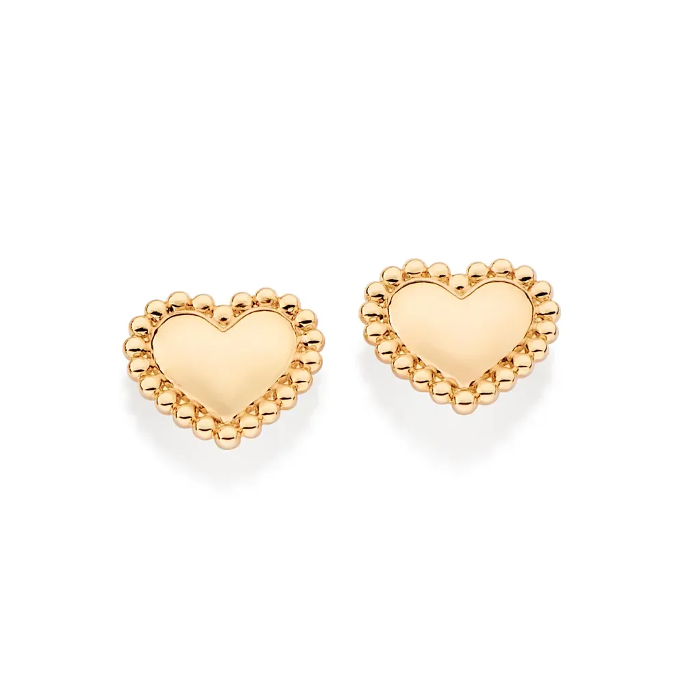 BRINCO CORAÇÃO COM ESFERAS BANHADO A OURO 18K - TAM.ÚNICO 527475