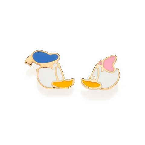 Brinco Donald e Margarida Banhada a Ouro 18k Com Aplicação de Resina - tam.único 527313