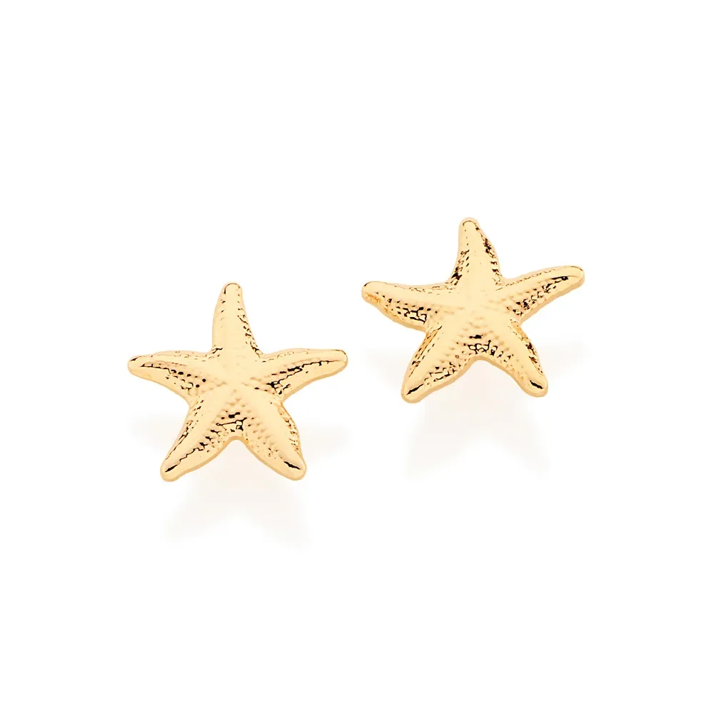 BRINCO ESTRELA DO MAR BANHADO A OURO 18K - TAM.ÚNICO 525088