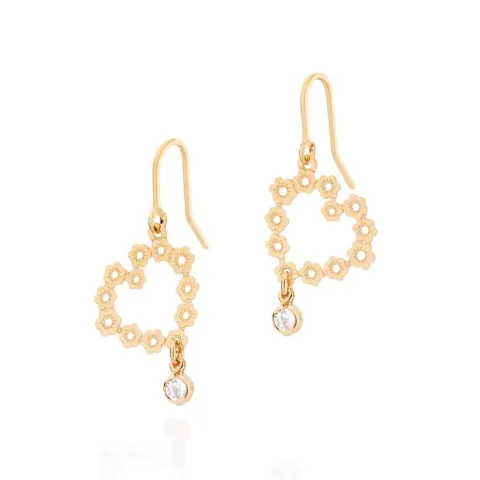 Brinco Folheado A Ouro Coração Com Zircônias - tam.único 525450