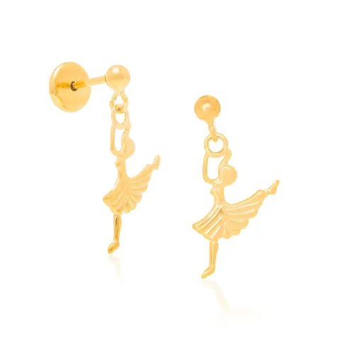 BRINCO INFANTIL BANHADO A OURO 18K BAILARINA - TAM.ÚNICO 524097