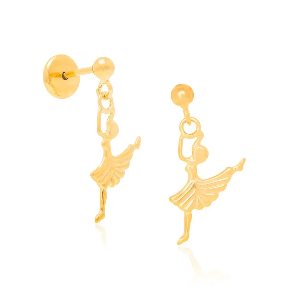 BRINCO INFANTIL BANHADO A OURO 18K BAILARINA - TAM.ÚNICO 524097