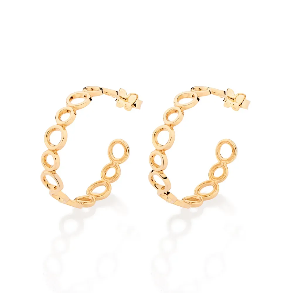 BRINCO MEIA ARGOLA CÍRCULOS BANHADO A OURO 18K - TAM.ÚNICO 527427