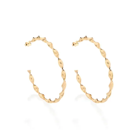 Brinco Meia Argola Com Aro Torcido Folheado a Ouro 18k - 527247