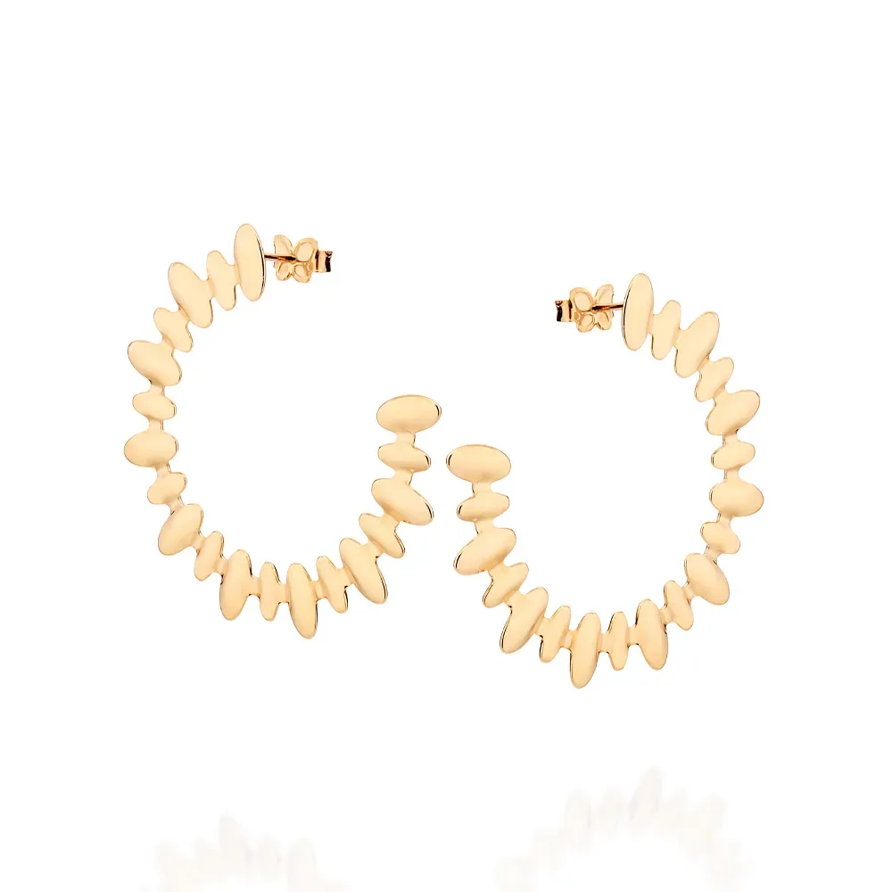 Brinco Meia Argola Folheado a Ouro 18k - 527230
