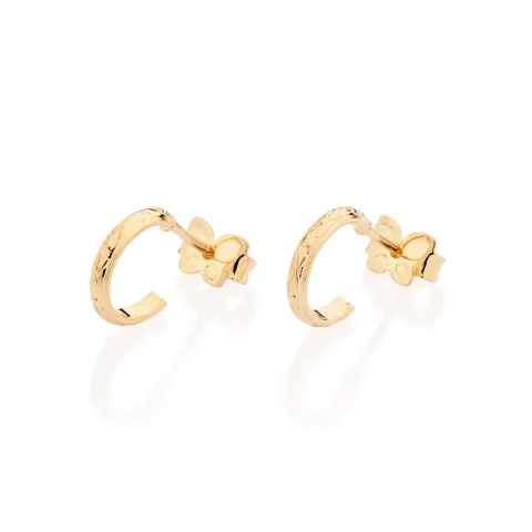 Brinco Meia Argola Pequena Folheada a Ouro 18k - 527212
