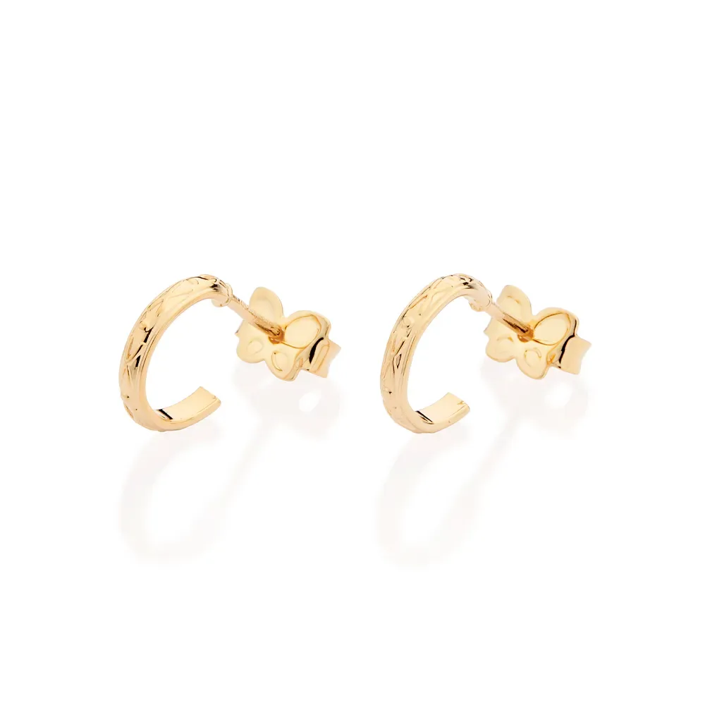 Brinco Meia Argola Pequena Folheada a Ouro 18k - 527212