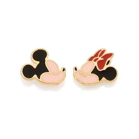 Brinco Mickey e Minnie Banhado a Ouro 18k Com Aplicação De Resina - tam.único 527314